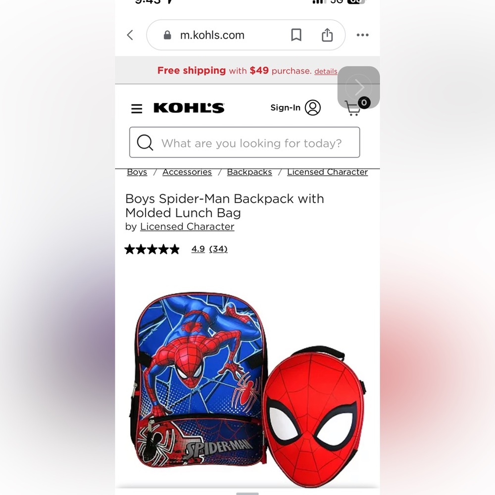 Kids Spider-Man Backpack with Molded Lunch Bag